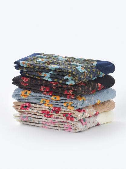Rufia - Dotted Garden Floral Crew Socks