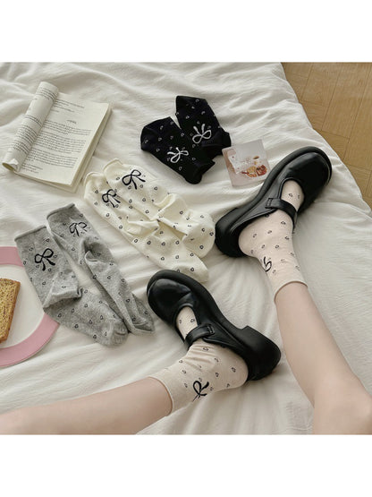 Rufia - Bow Dot Pattern Crew Socks