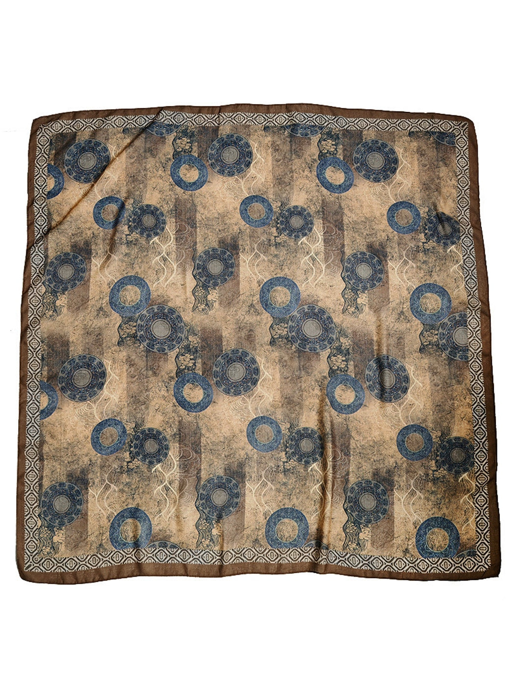 Scarvii - Retro Distressed Circle Print Square Scarf