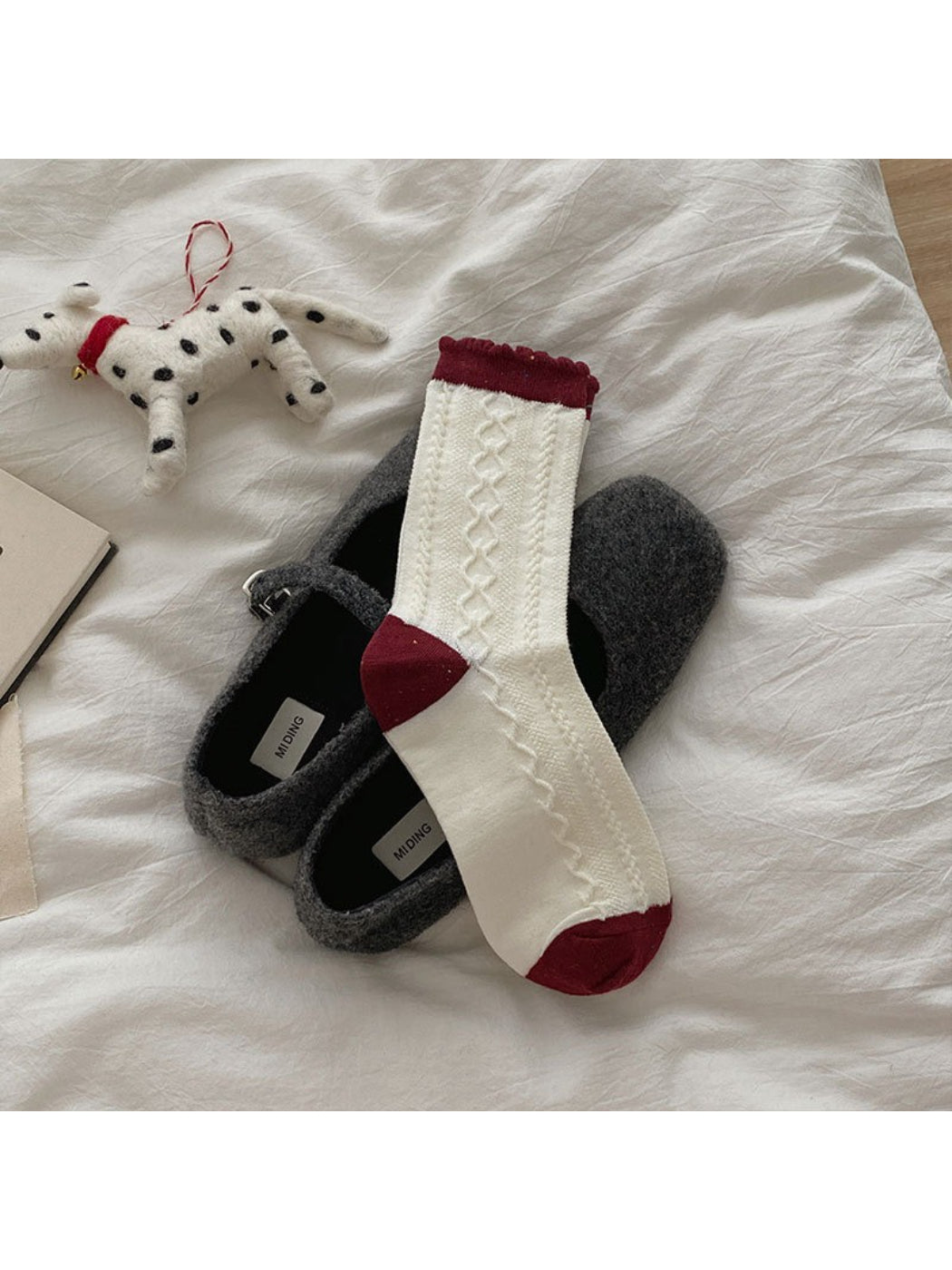 Rufia - Burgundy Bow Crew Socks product image 4