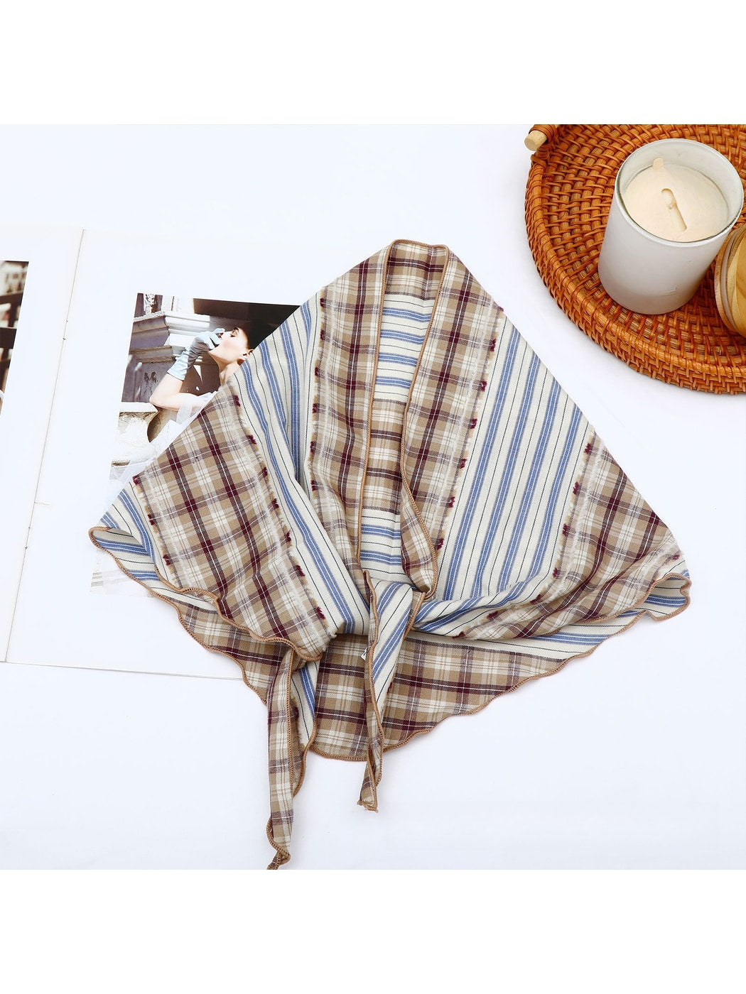 Scarvii - Geometric Printed Color-Block Triangle Bandana