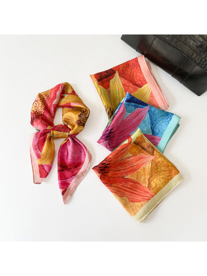 Scarvii - Bold Floral Print Square Scarf