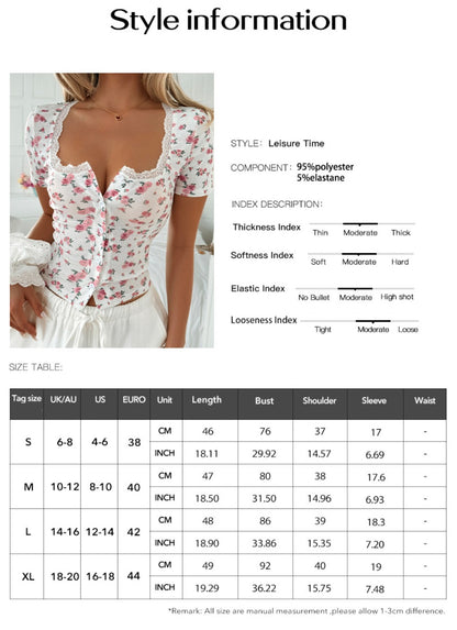 Crosa - Floral Lace Short-Sleeve Tee Sweater