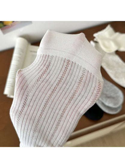 Rufia - Women's Ruffle Cuff Casual Mesh Socks