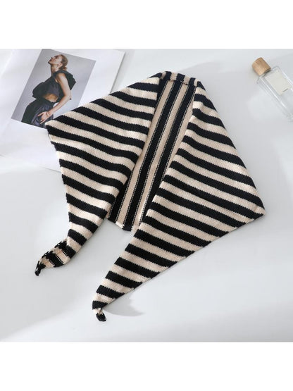Scarvii - Striped Knit Neck Triangle Bandana
