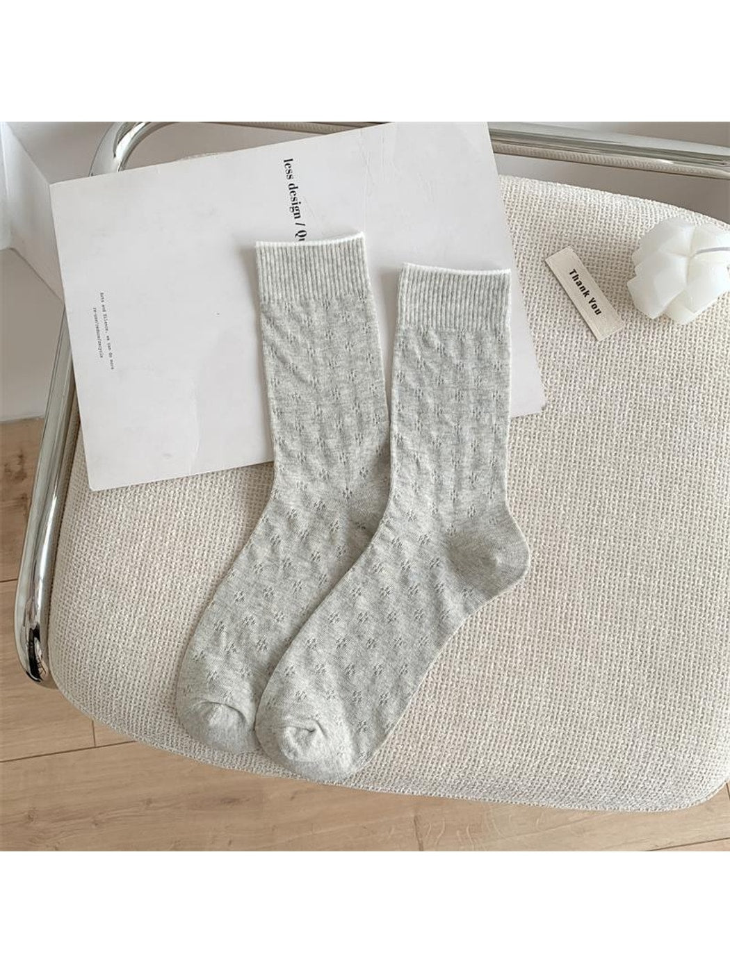 Rufia - Minimalist Clover Openwork Detail Crew Socks