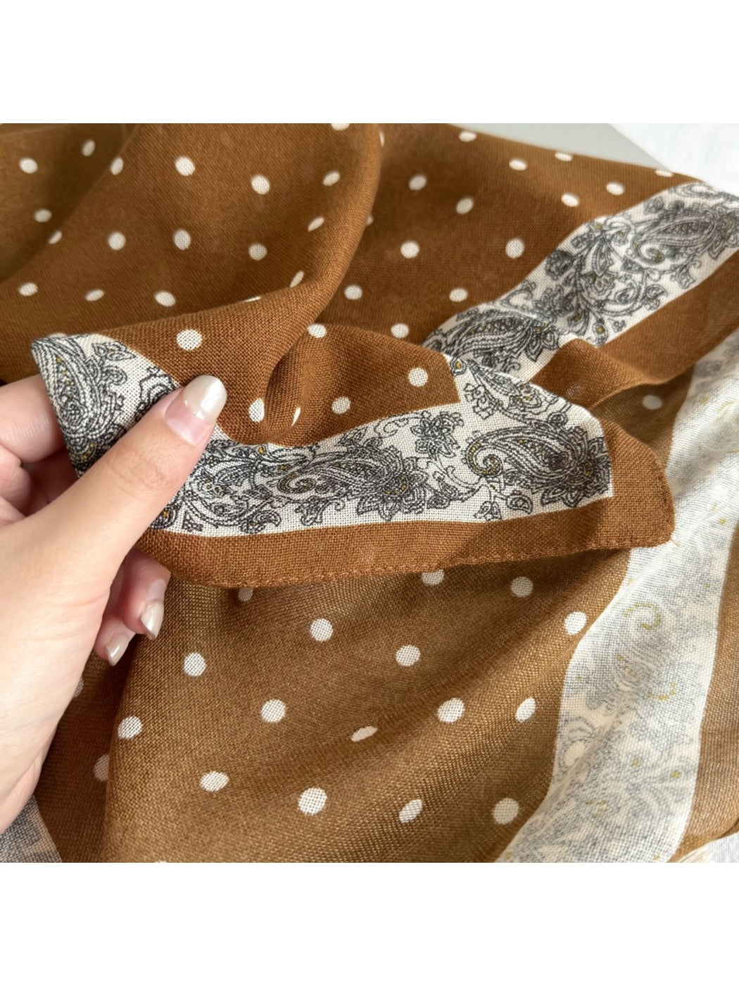 Scarvii - Polka Dot and Geometric Print Square Scarf