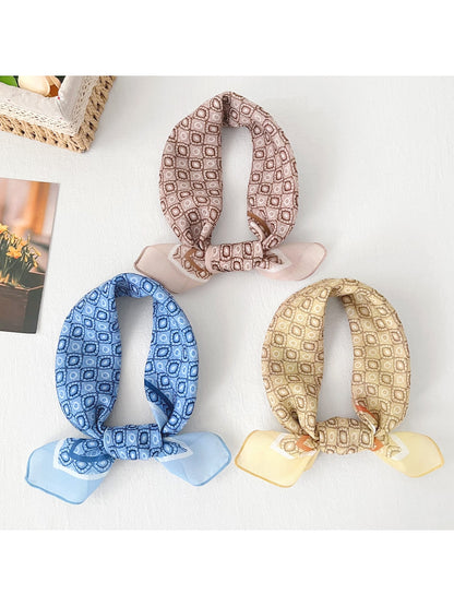Scarvii - Retro Border Print Fashion Square Scarf
