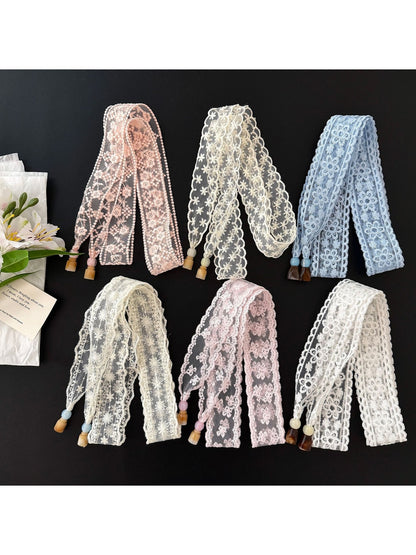 Scarvii - Romantic Floral Lace Long Narrow Scarf