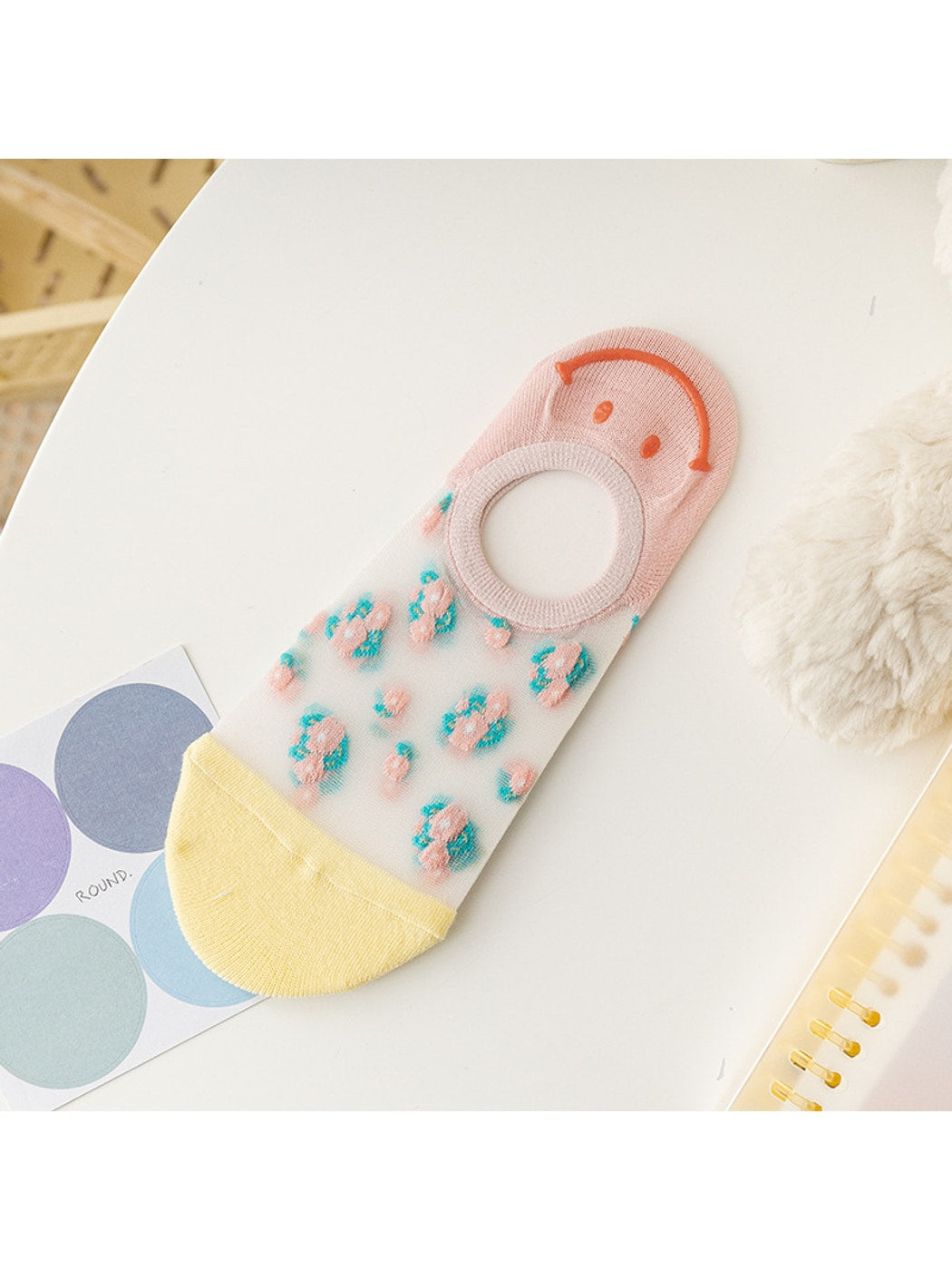 Rufia - Smiley Face Candy-colored No-Show Socks