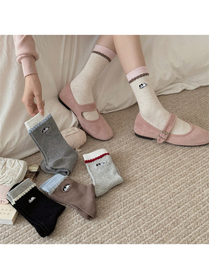 Rufia - Bear Trim Detail Ribbed Crew Socks product image 3