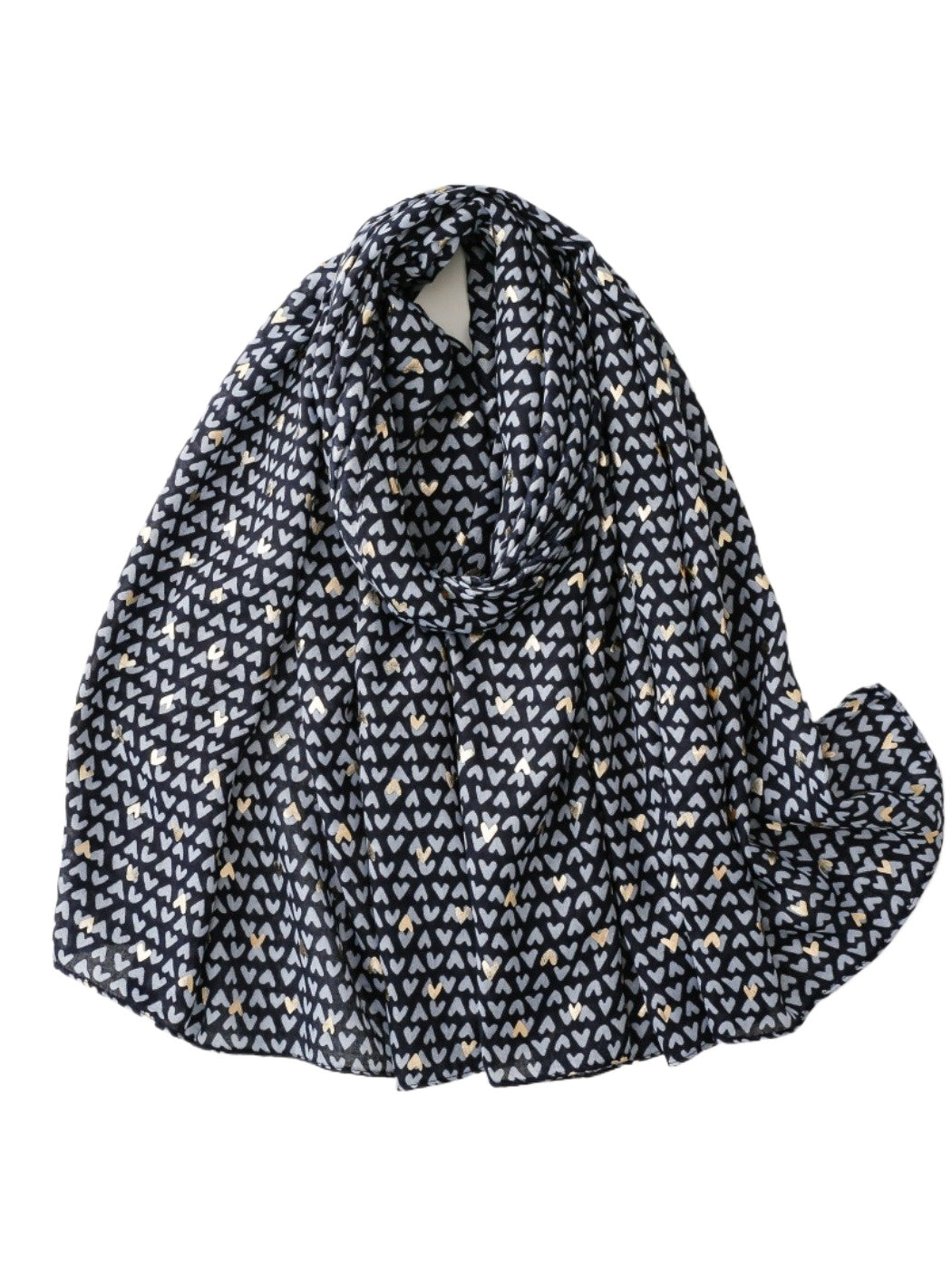 Scarvii - Winter Scarf with Gold Foil Heart Print