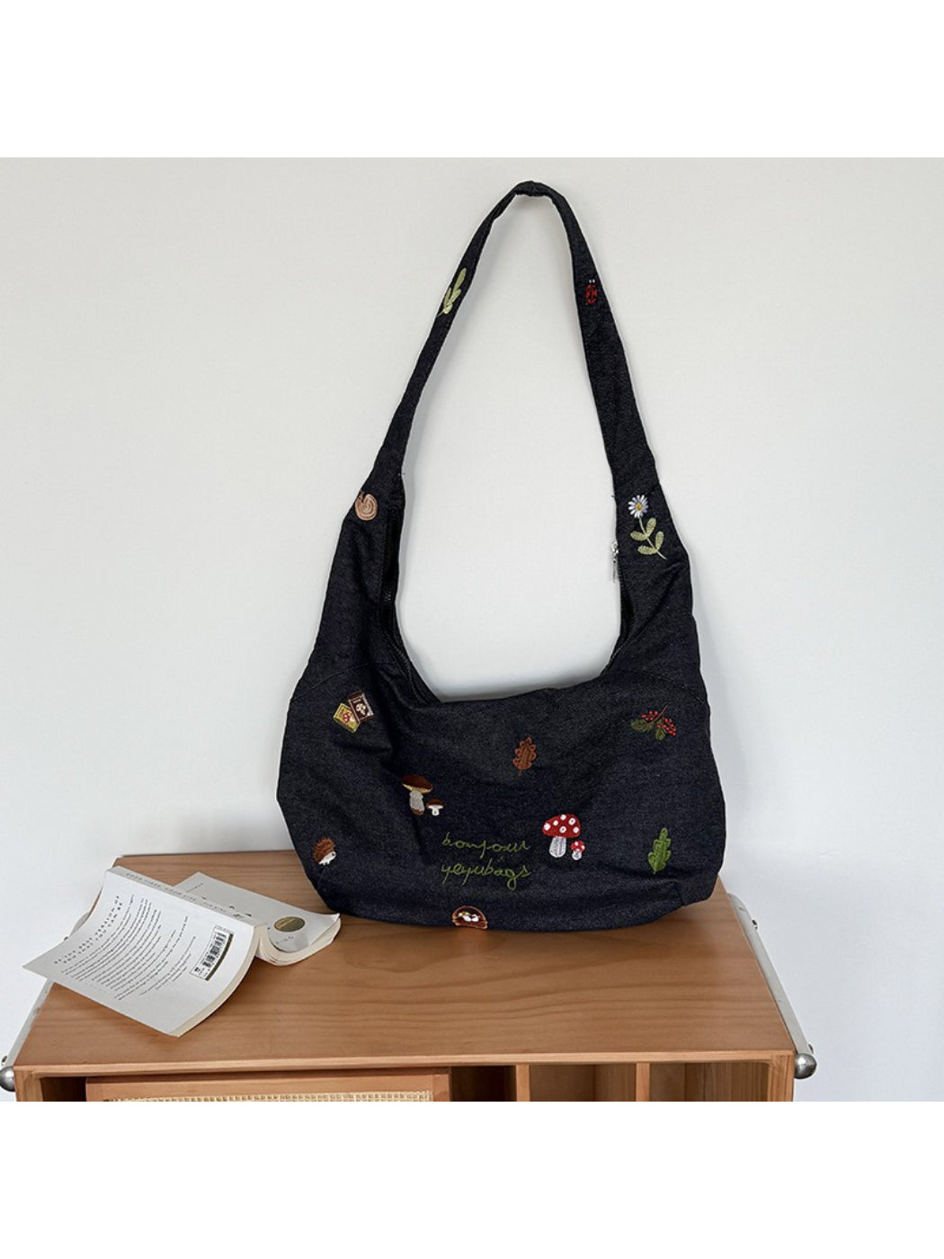 Back view of Cosbai Mushroom Stitch Shoulder Bag highlighting smooth finish