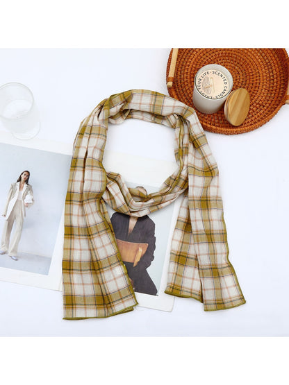 Scarvii - Retro Plaid Geometric Long Rectangle Scarf