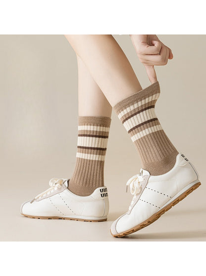 Rufia - Neutral Stripe Ribbed Crew Socks product image 2