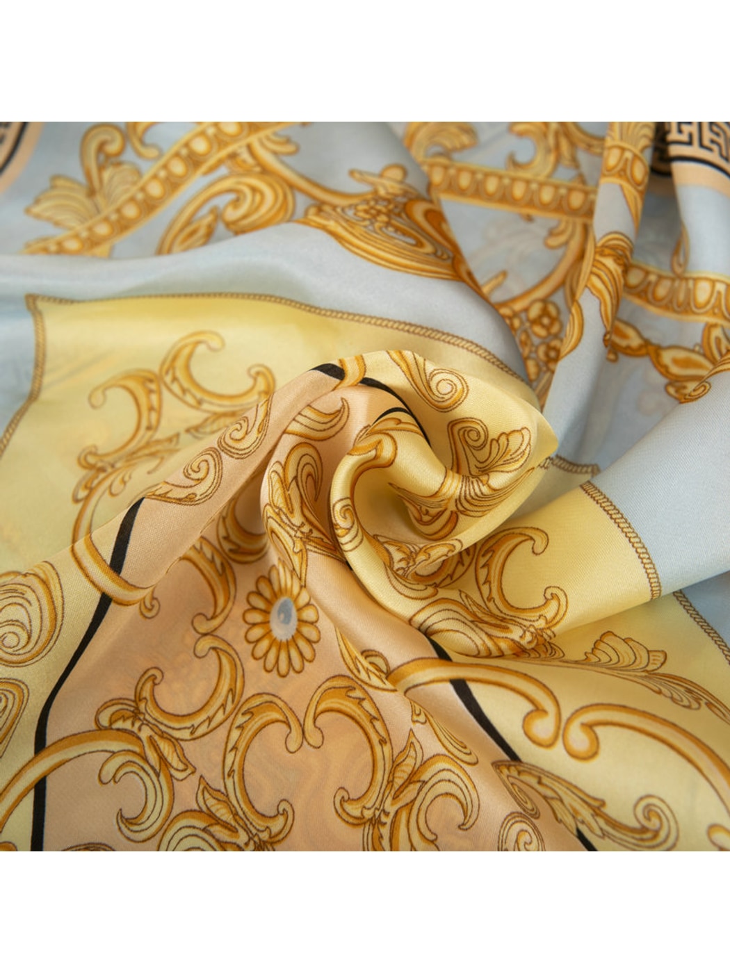 Scarvii - Blue and Gold Print Square Scarf