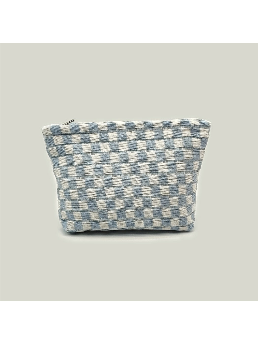 Cosbai - Colorblock Checkered Knit Zip Pouch