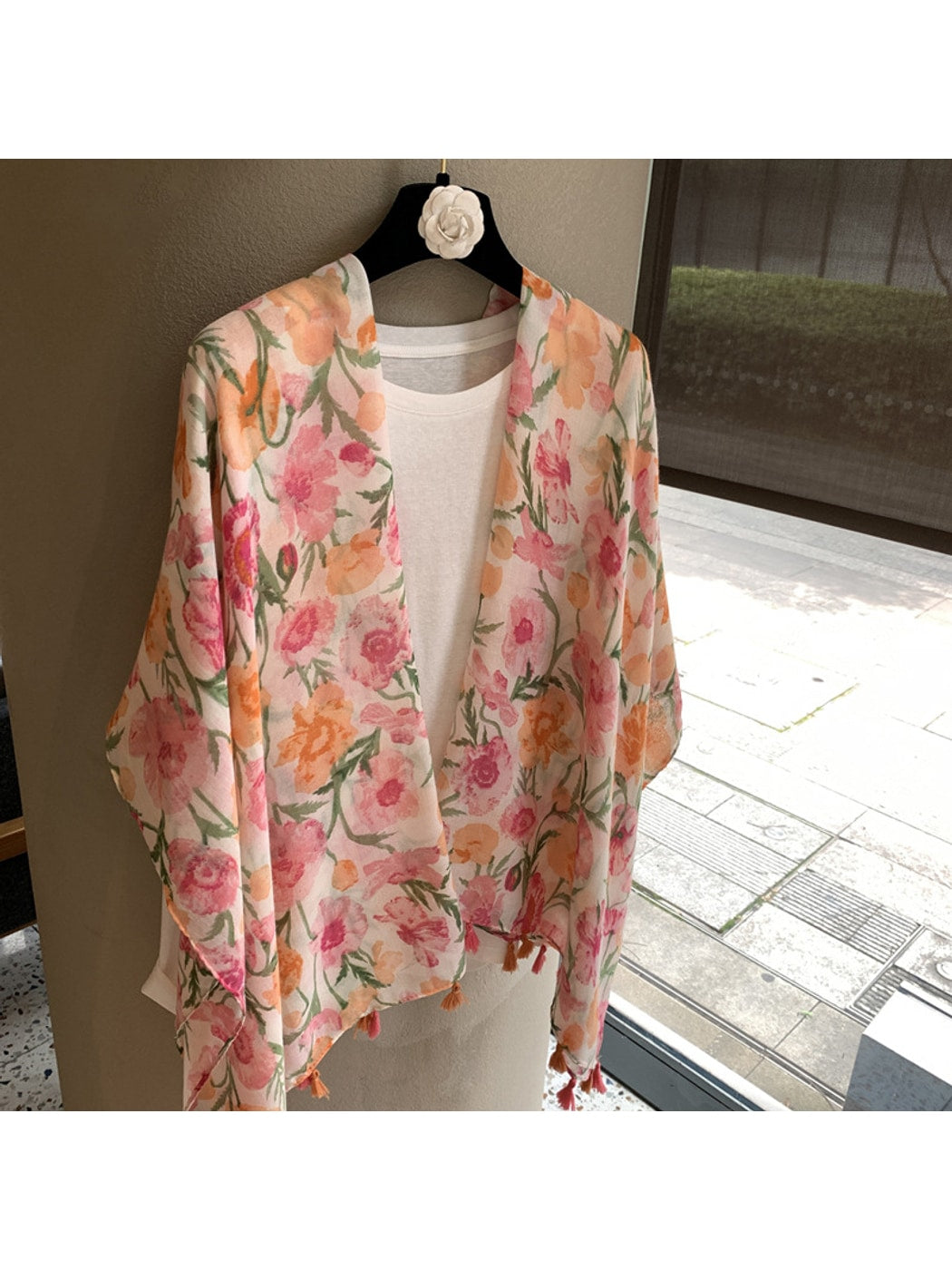 Scarvii - Floral Print Draped Shawl Scarf