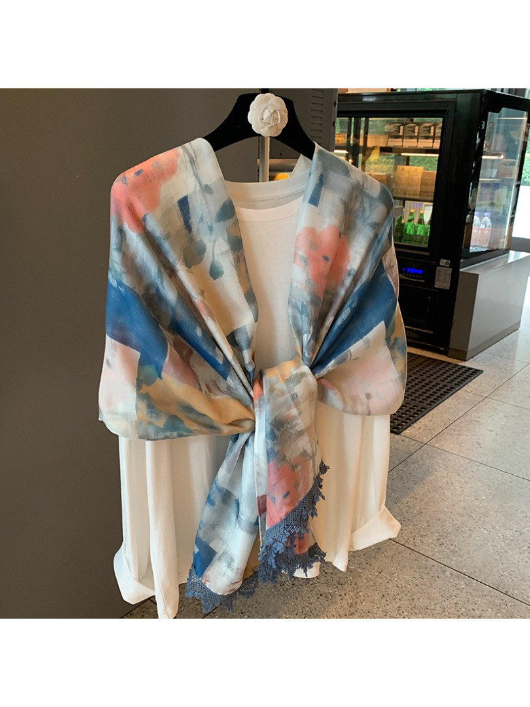 Scarvii - Abstract Color-Block Fringe Scarf