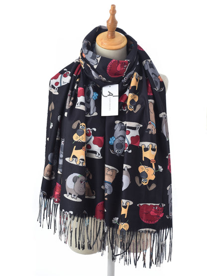 Scarvii – Cartoon Pup Print Winter Scarf