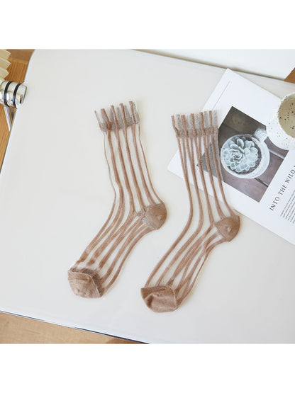 Rufia Sheer Stripe Panel Crew Socks product image 8