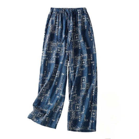 Shea - Boho Print Wide-Leg Pants - Flowy &Soft