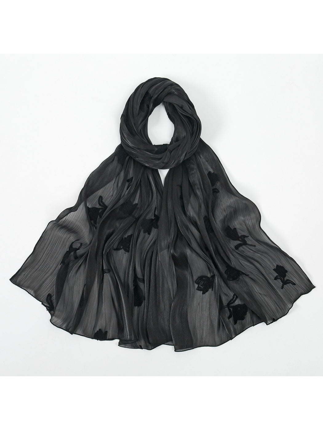 Scarvii Soft Sheer Floral Embroidered Scarf