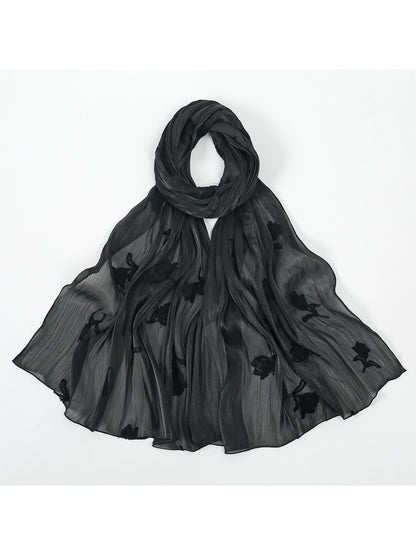 Scarvii Soft Sheer Floral Embroidered Scarf