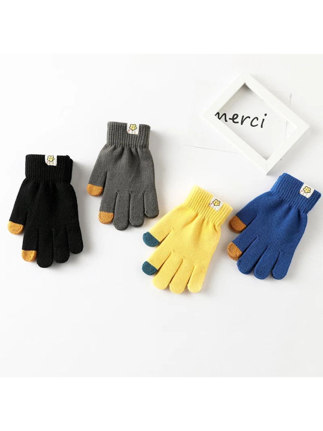 Gloving - Contrast Color Ribbed Cuff Touchscreen Gloves
