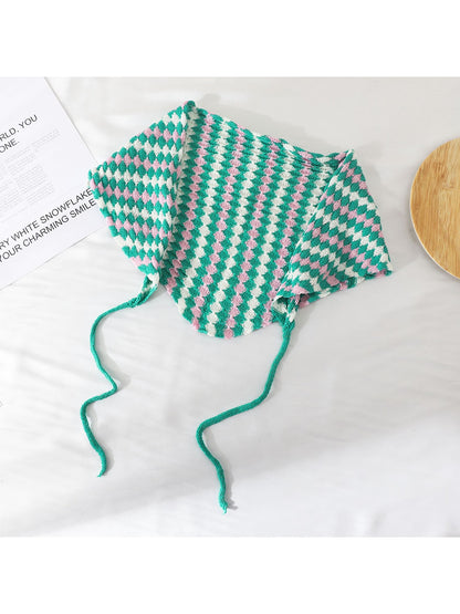 Scarvii - Contrast Stripe Knit Triangle Bandana