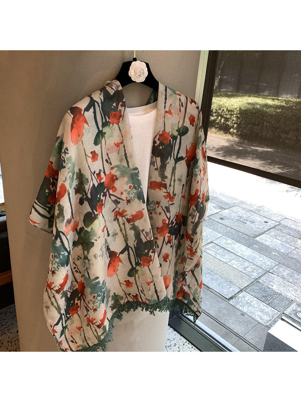 Scarvii - Floral Print Long Shawl Scarf