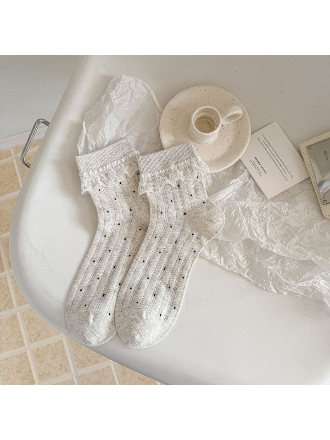 Rufia - Women's Polka Dot Lace Trim Socks