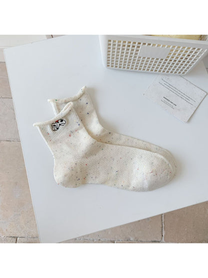 Rufia - Cute Icon Speckled Ankle Crew Socks