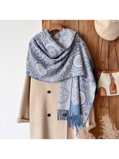 Scarvii – Circle Pattern Fringe Scarf & Wrap