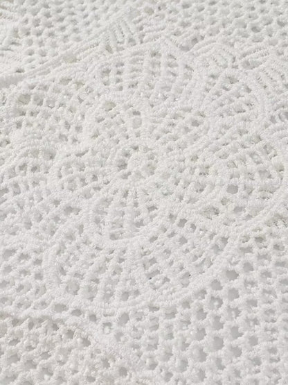 Crosa - Hollow Knitted Round Neck Long-Sleeve Top Sweater