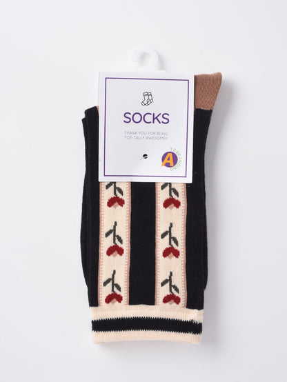 Rufia - Retro Tulip Garden Jacquard Crew Socks