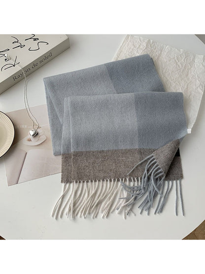 Scarvii - Soft Light Checked Fringe Scarf