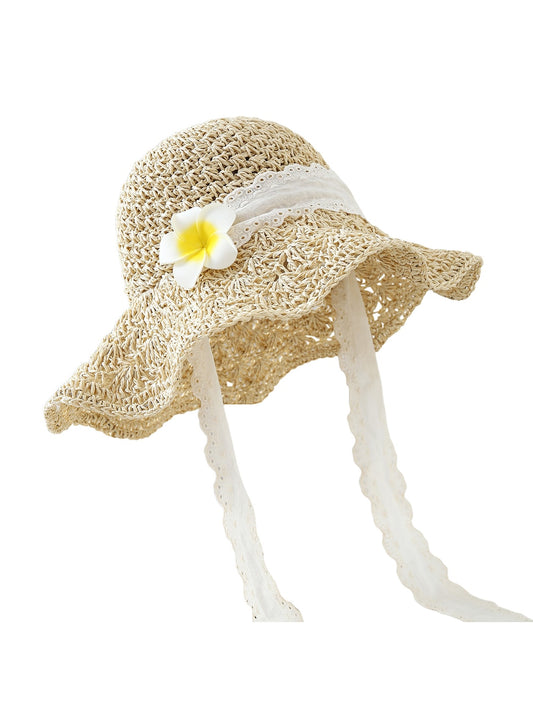 Haila Women s Floral Lace Trim Wide Brim Hat product image