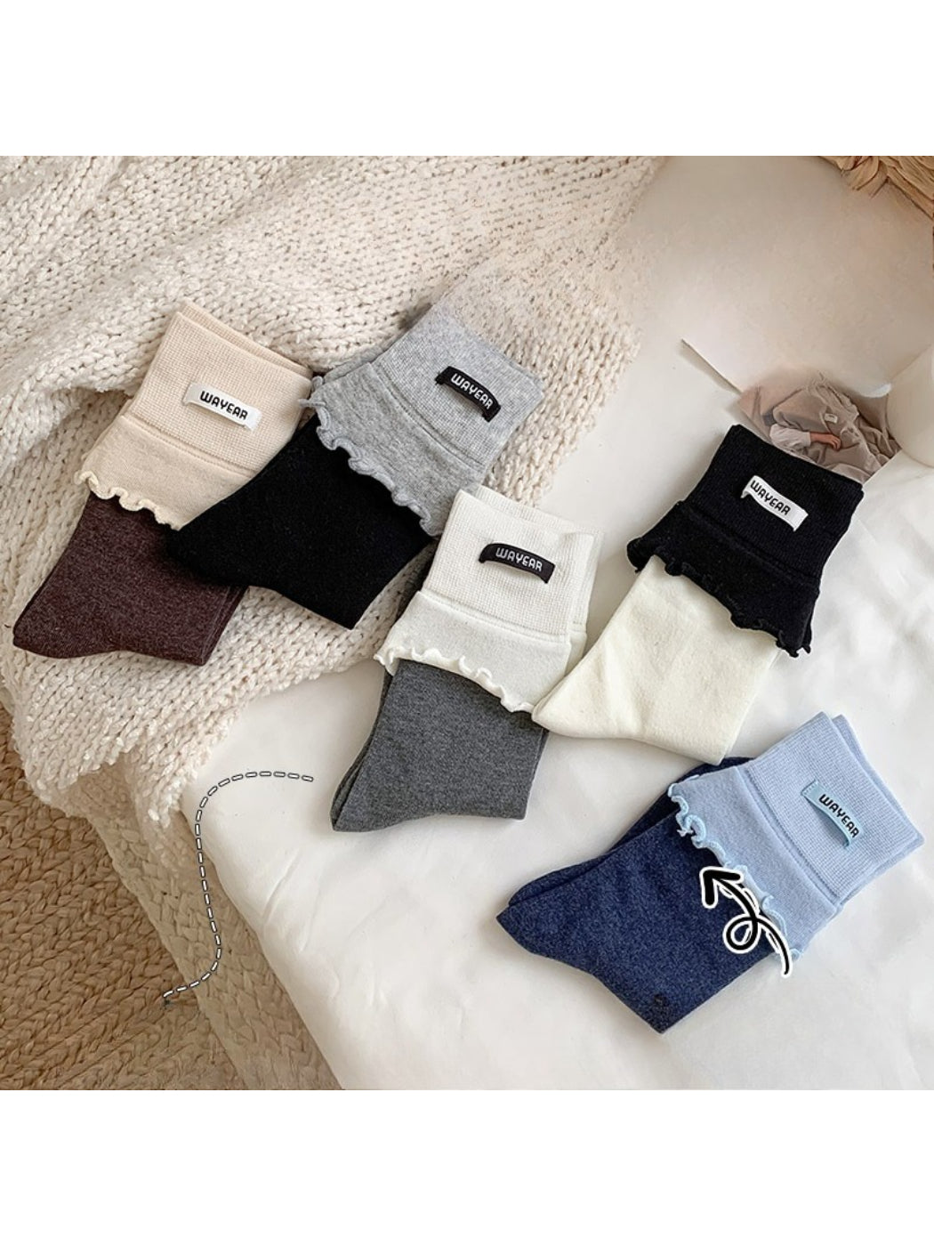 Rufia - Soft Cuff Detail Crew Socks