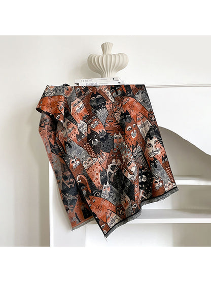 Scarvii - Vintage Abstract Art Paisley Print Scarf & Wrap