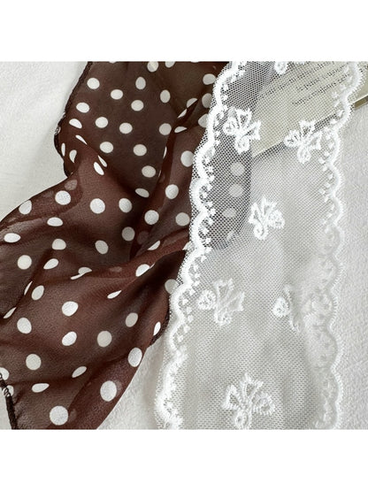 Scarvii - Fresh Polka Dot Lace Double Layer Scarf