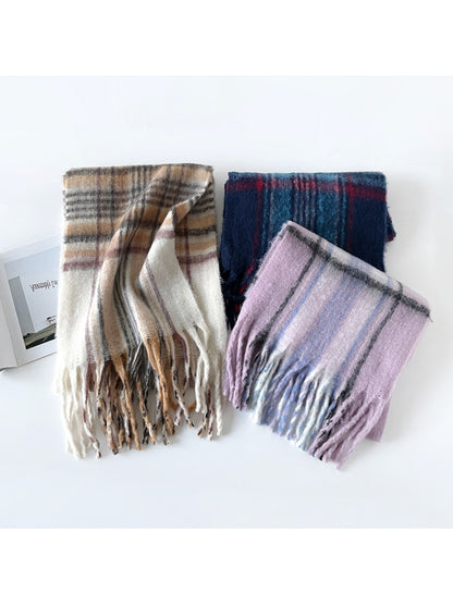 Scarvii - Plaid Brushed Long Winter Scarf