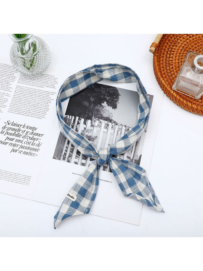 Scarvii - Geometric Check Tie-End Triangle Bandana