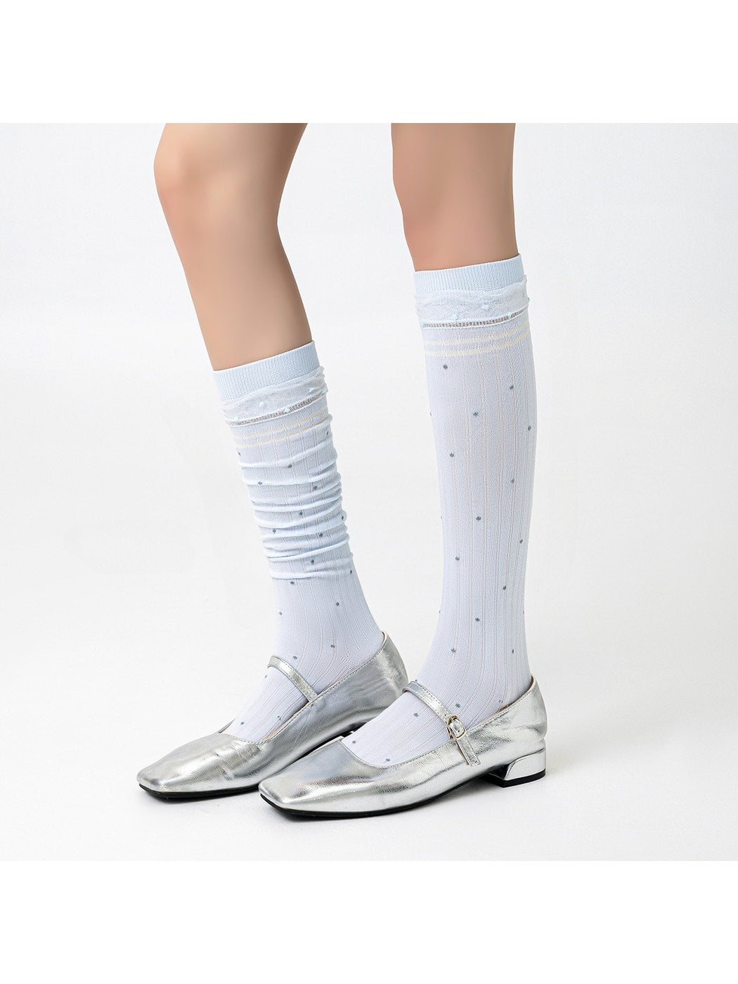 Rufia - Simple Pattern Ribbed Knee-high Socks