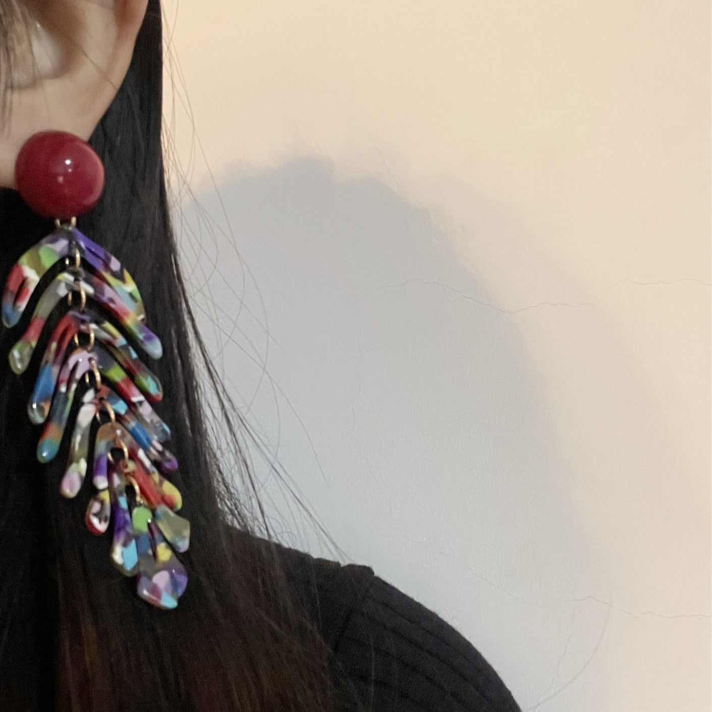 Bohemian Acetate Tassel Leaf Earrings
