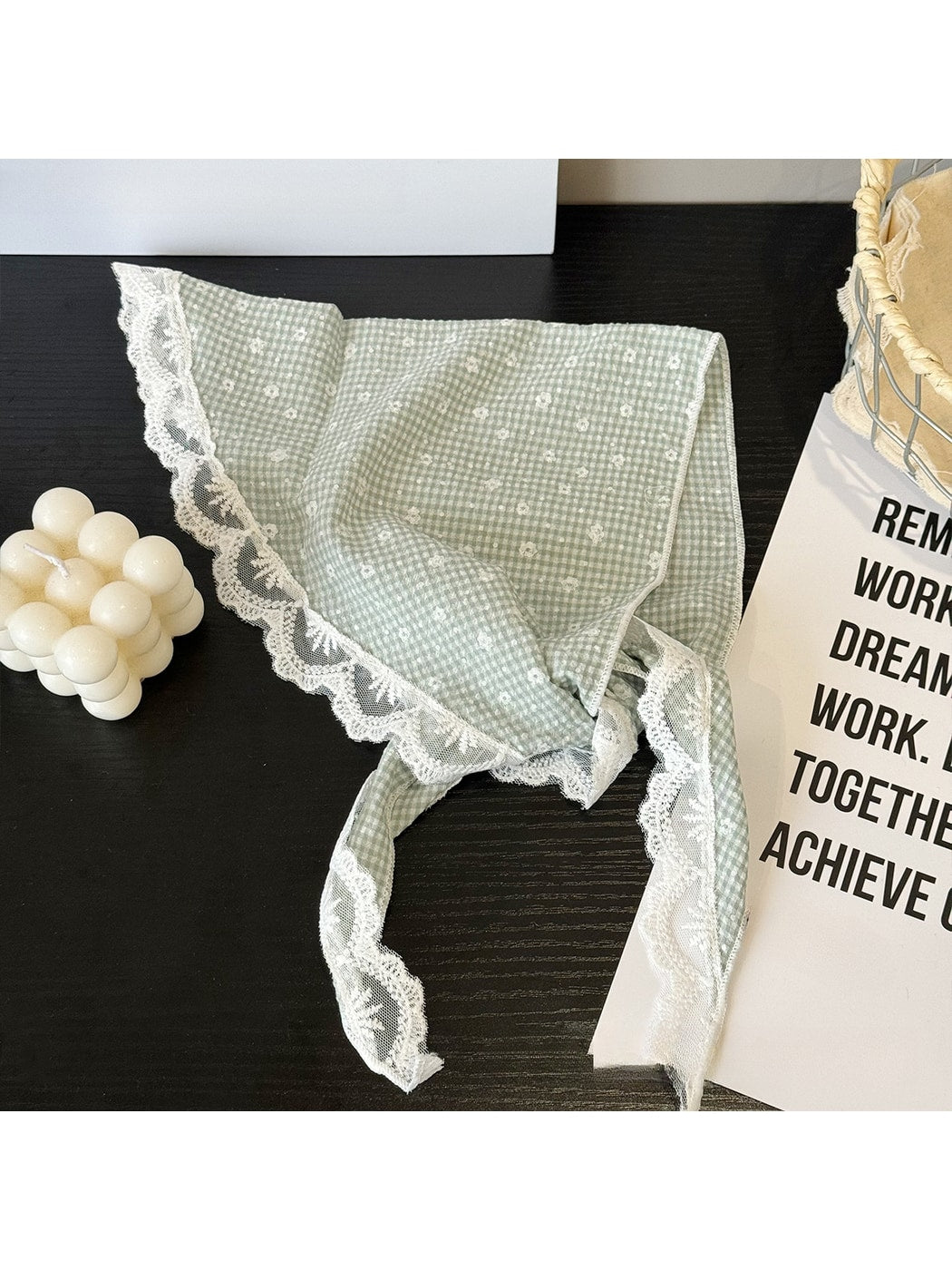 Scarvii - Floral Lace Trim Triangle Bandana