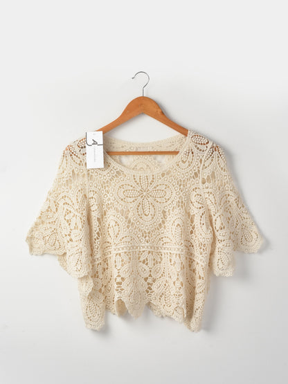 Crosa Crochet Hollow-Out Pullover Top alternate product view