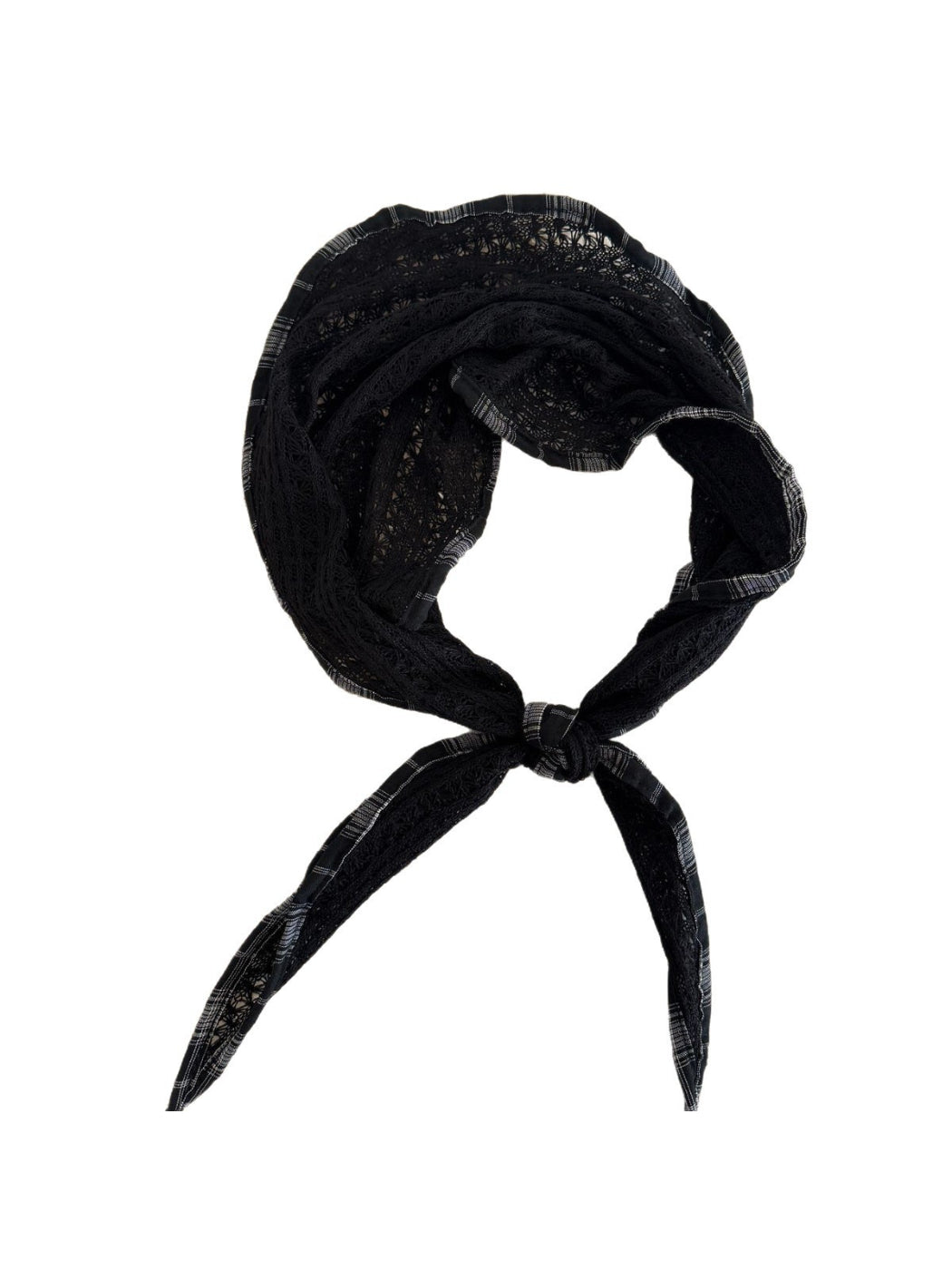 Scarvii - Lace Plaid Edge Triangle Scarf