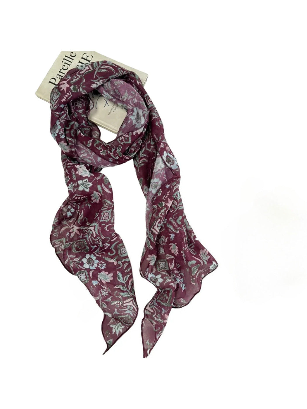 Scarvii - Botanical Floral Print Sheer Scarf