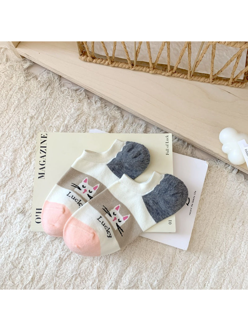 Rufia - Playful Cat and Dog Knit Ankle Socks product image 7